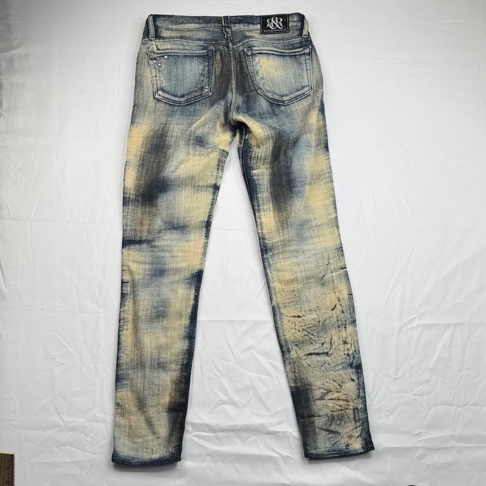 Rock & Republic Women's Distressed Blue and Tan Skinny Jeans 27 27x29 acid wash - Picture 10 of 13